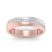 Mens 2 Tone Diagonal Stone Engagement Ring